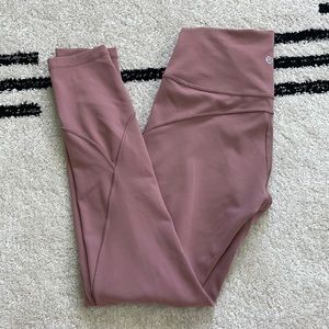 Lululemon in movement 7/8 tights dusty pink. Rare.